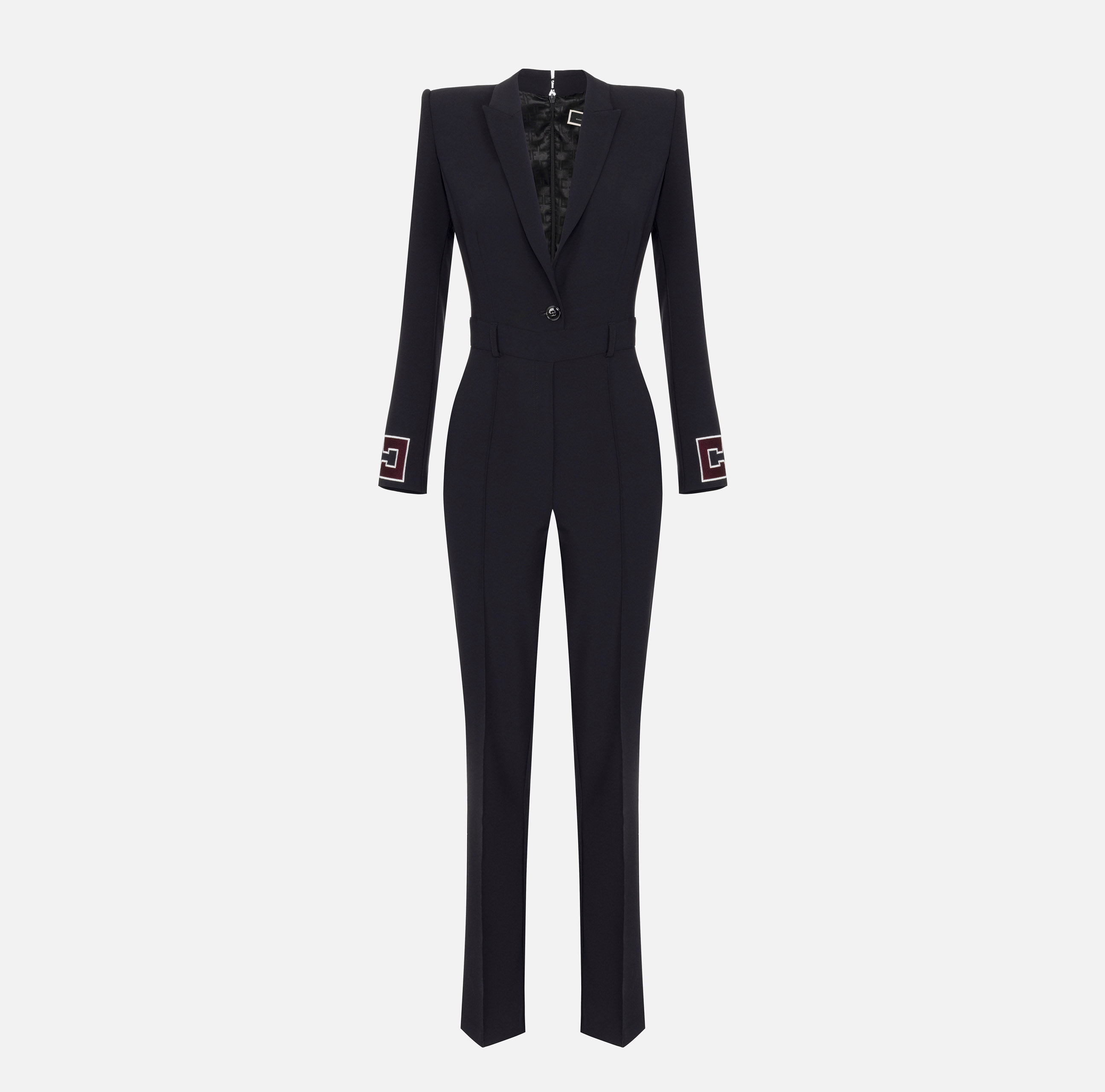 Jumpsuit in crêpe fabric with bands and logo embroidery - Elisabetta Franchi