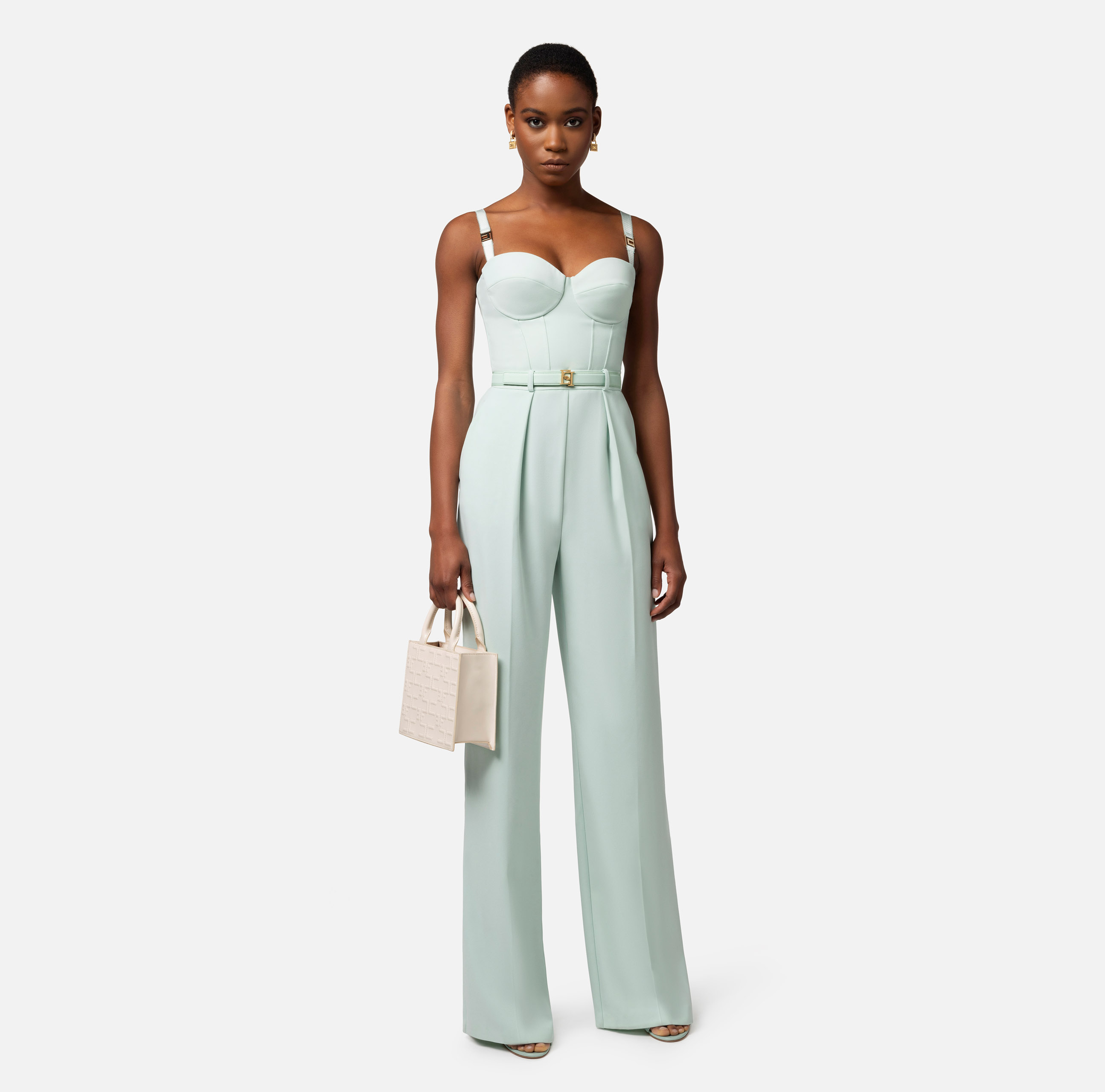 Jumpsuit in crêpe fabric with bustier top - Elisabetta Franchi