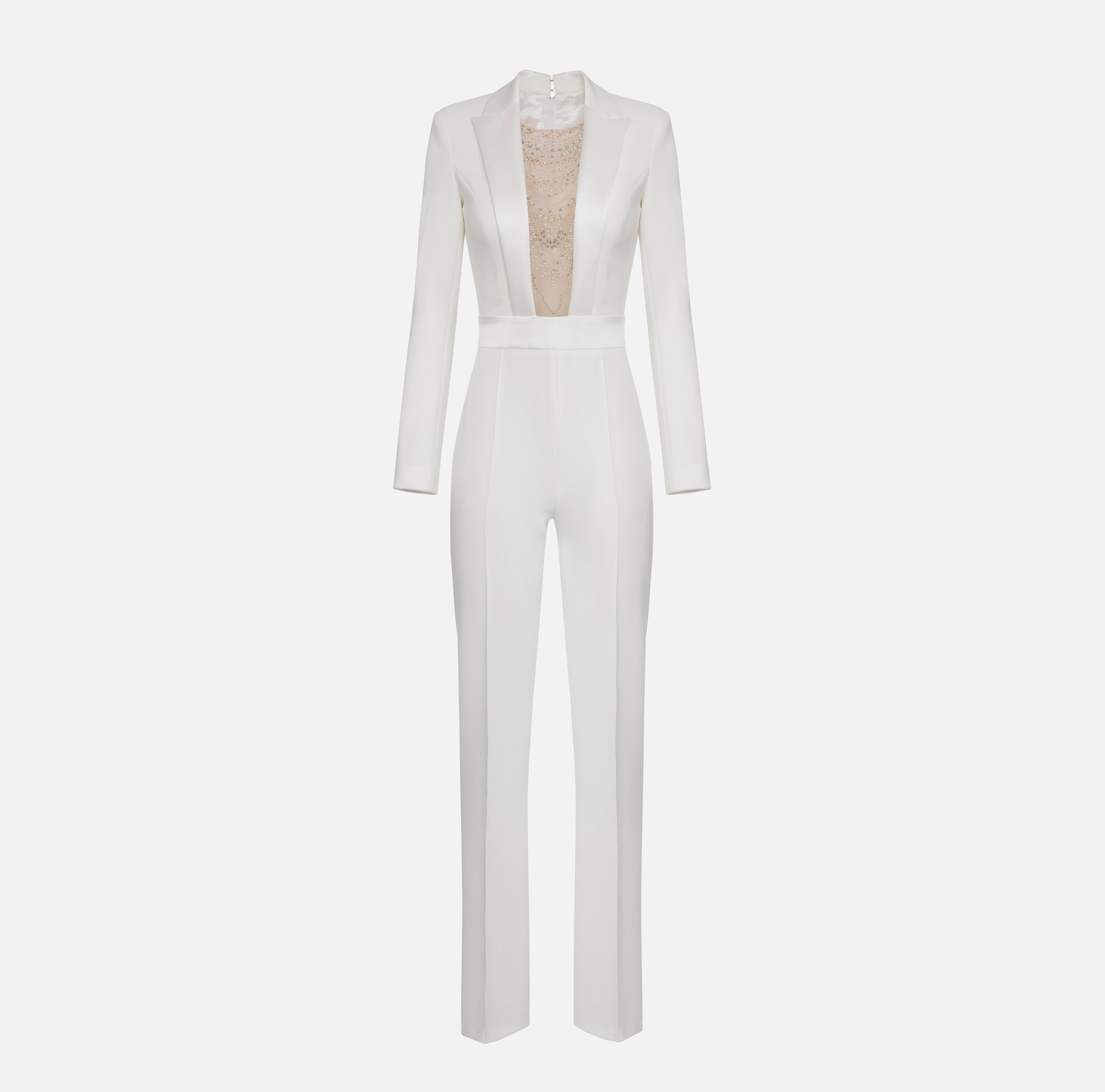 Jumpsuit in crêpe fabric with pearl and rhinestone embroidery - Elisabetta Franchi