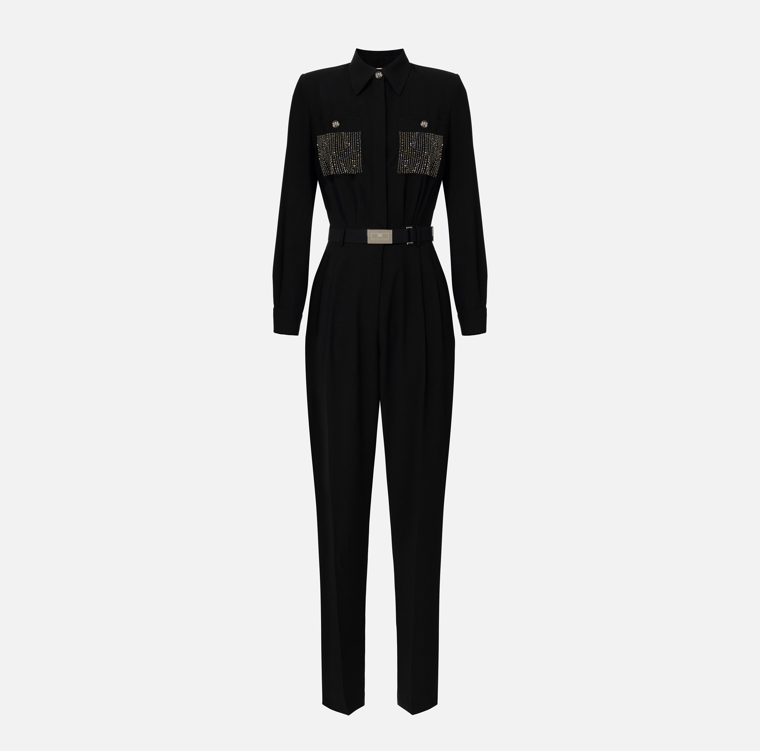Jumpsuit in crêpe fabric with embroidered pockets - Elisabetta Franchi