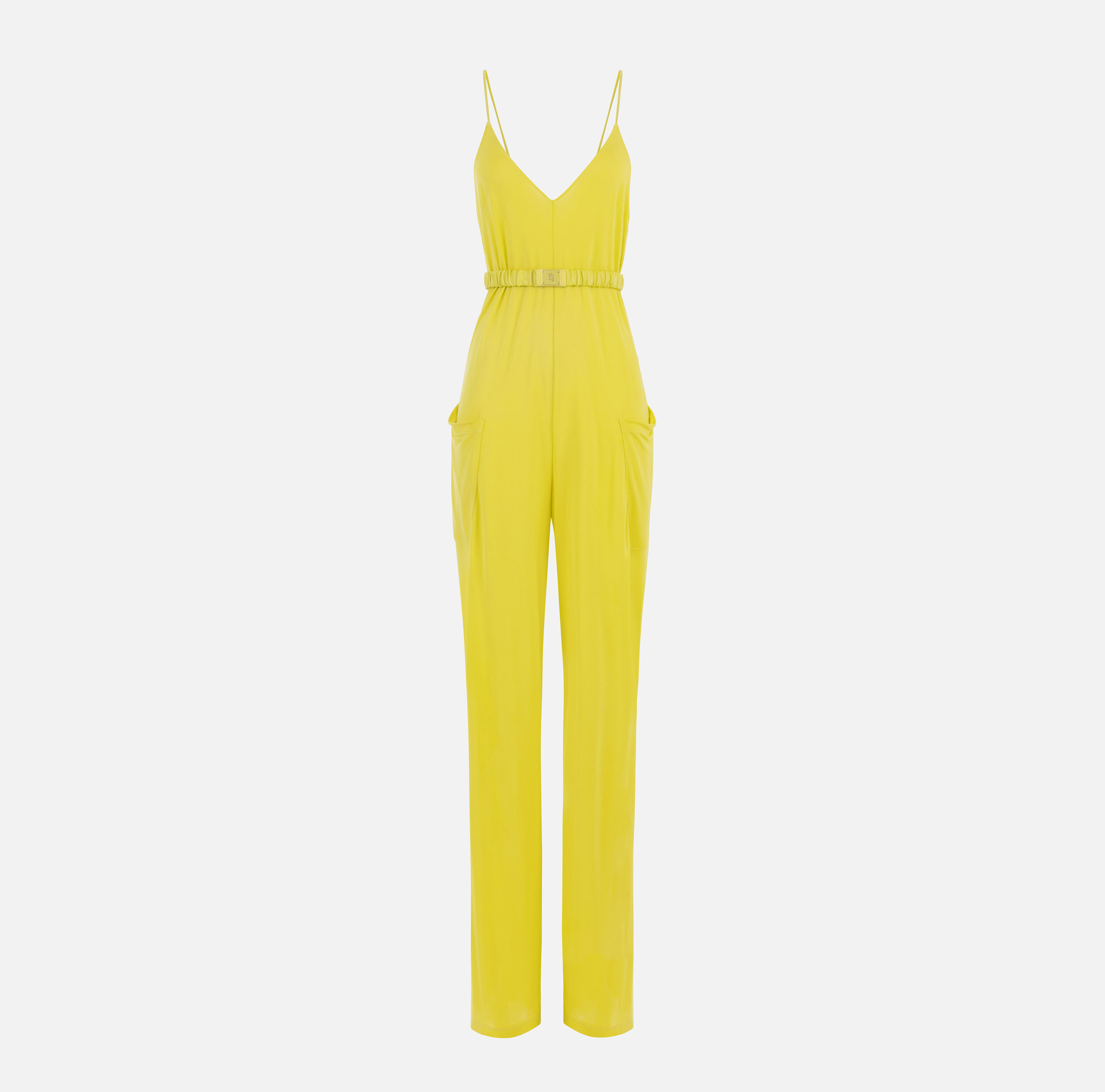 Jersey wide jumpsuit with belt and logoed buckle - ABBIGLIAMENTO - Elisabetta Franchi
