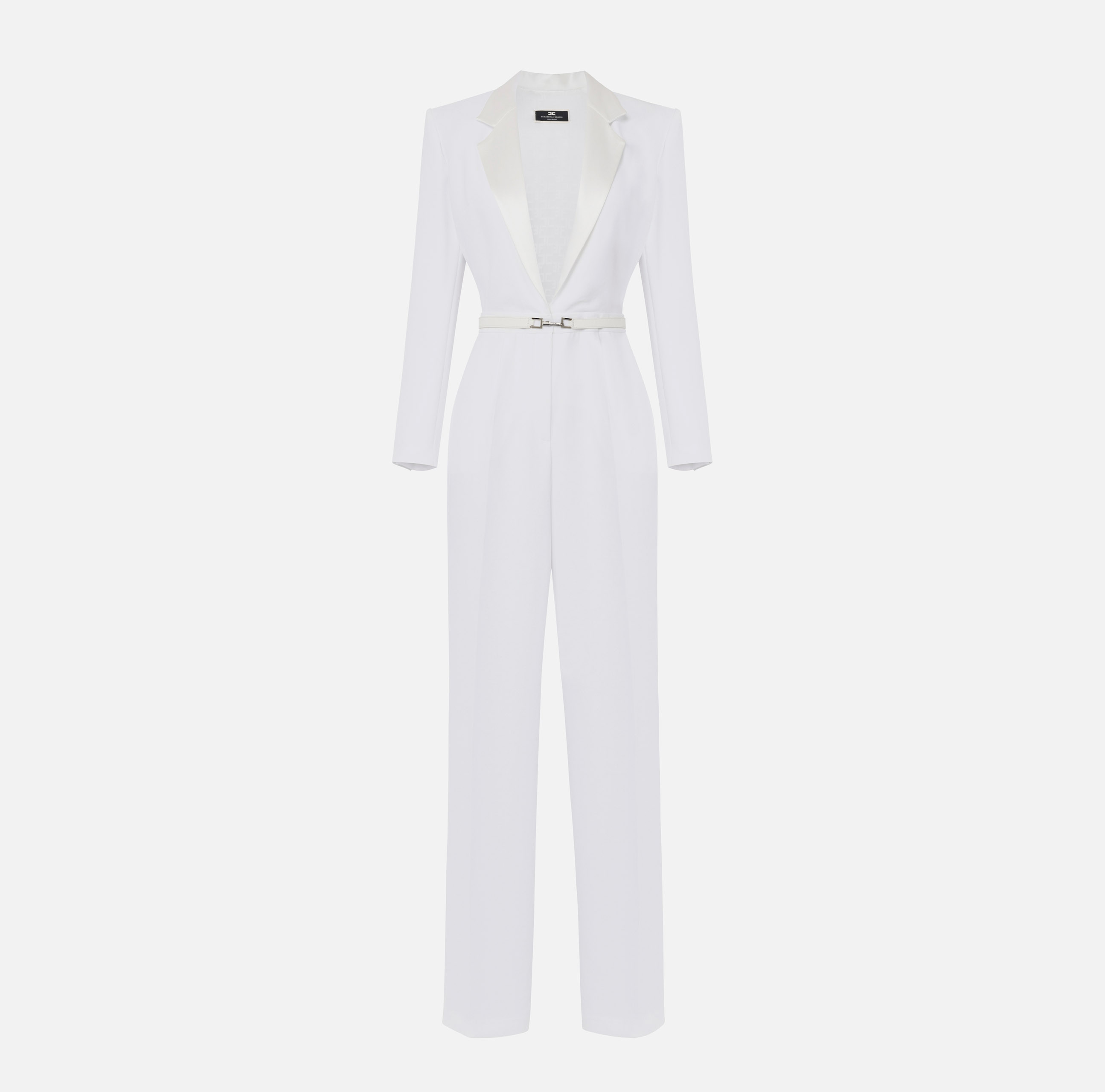 Jumpsuit in crêpe fabric with lace top and belt - Elisabetta Franchi