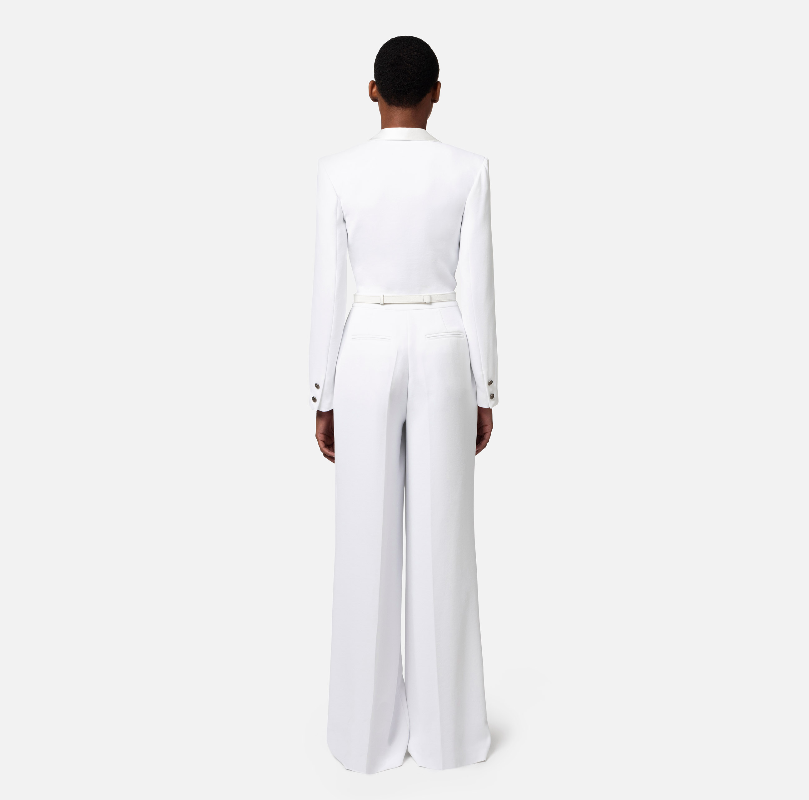 Jumpsuit in crêpe fabric with lace top and belt - Elisabetta Franchi
