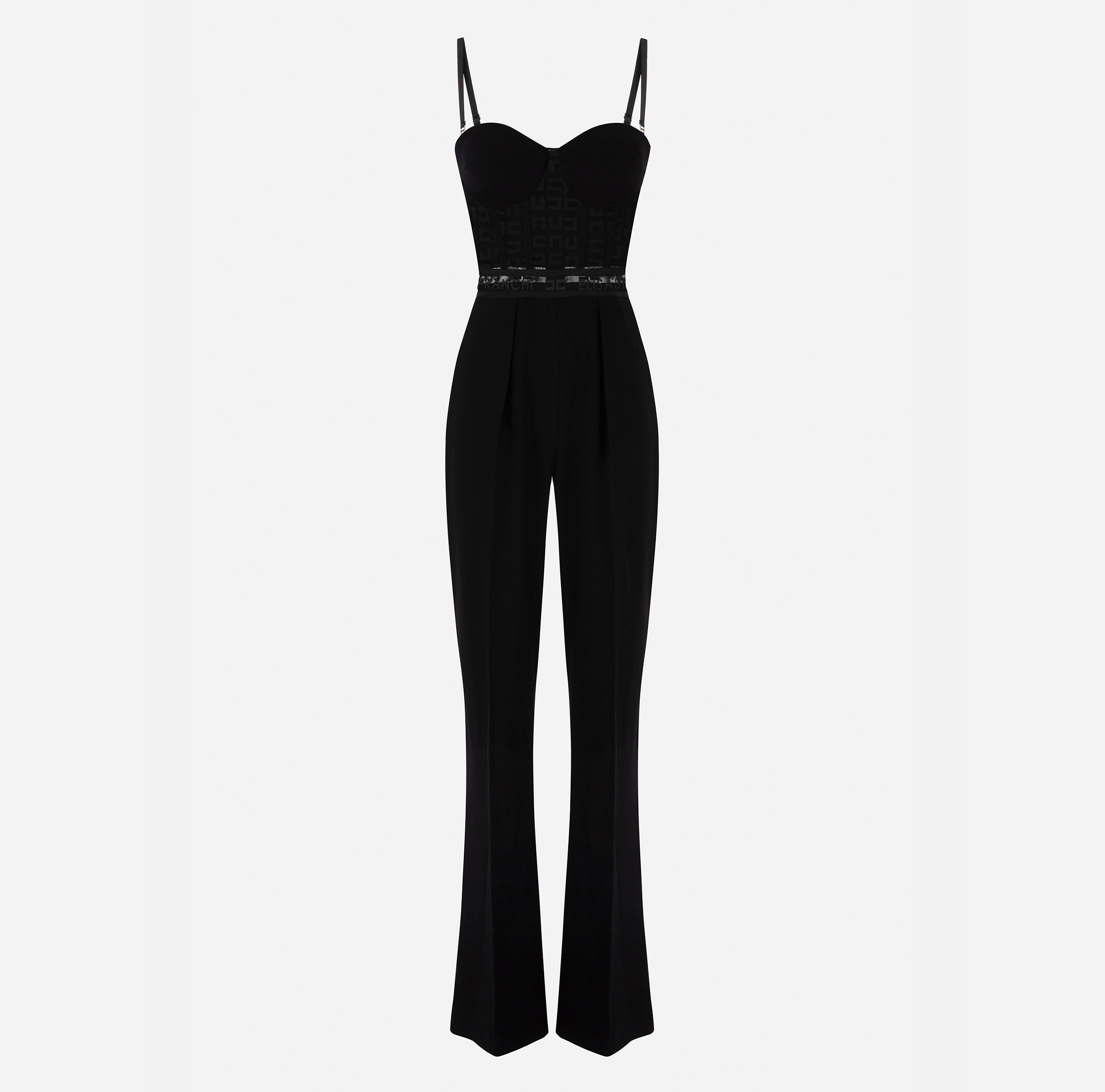 Jumpsuit with logoed tulle - Elisabetta Franchi
