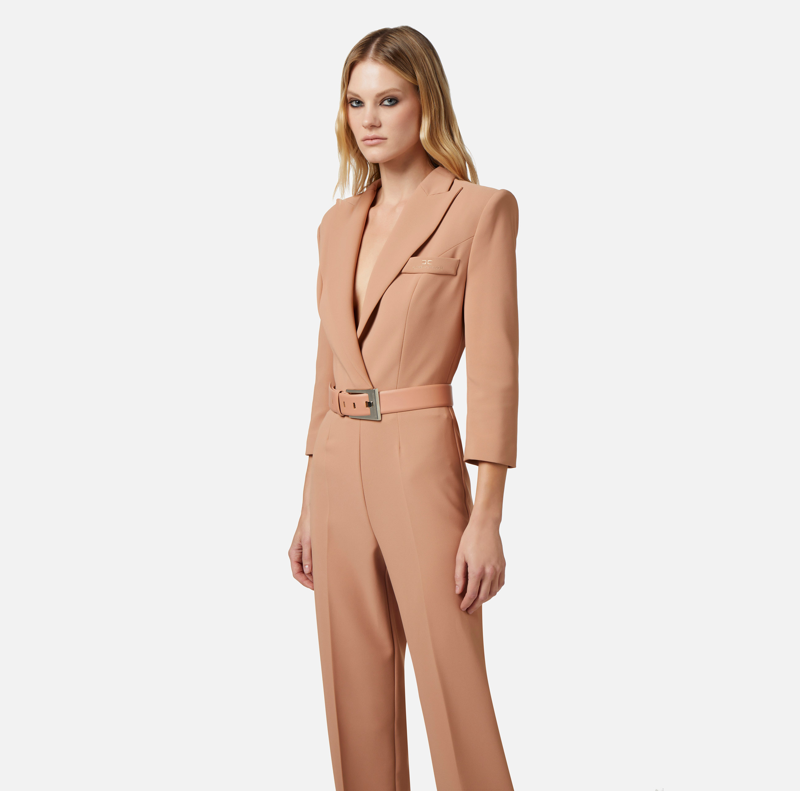 Jumpsuit in crêpe fabric with back cut-out - Elisabetta Franchi