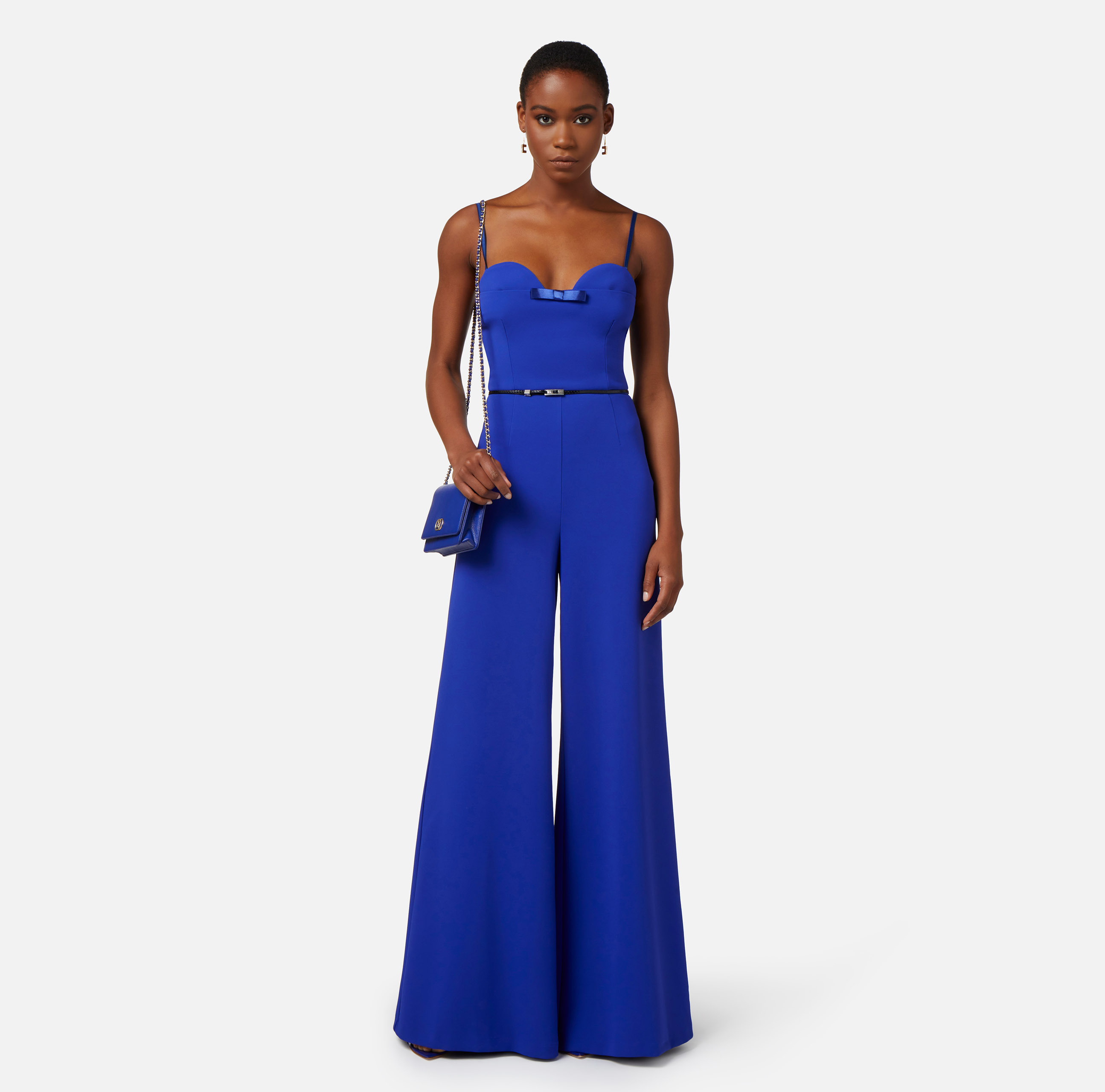 Jumpsuit in crêpe fabric with satin bow - Elisabetta Franchi
