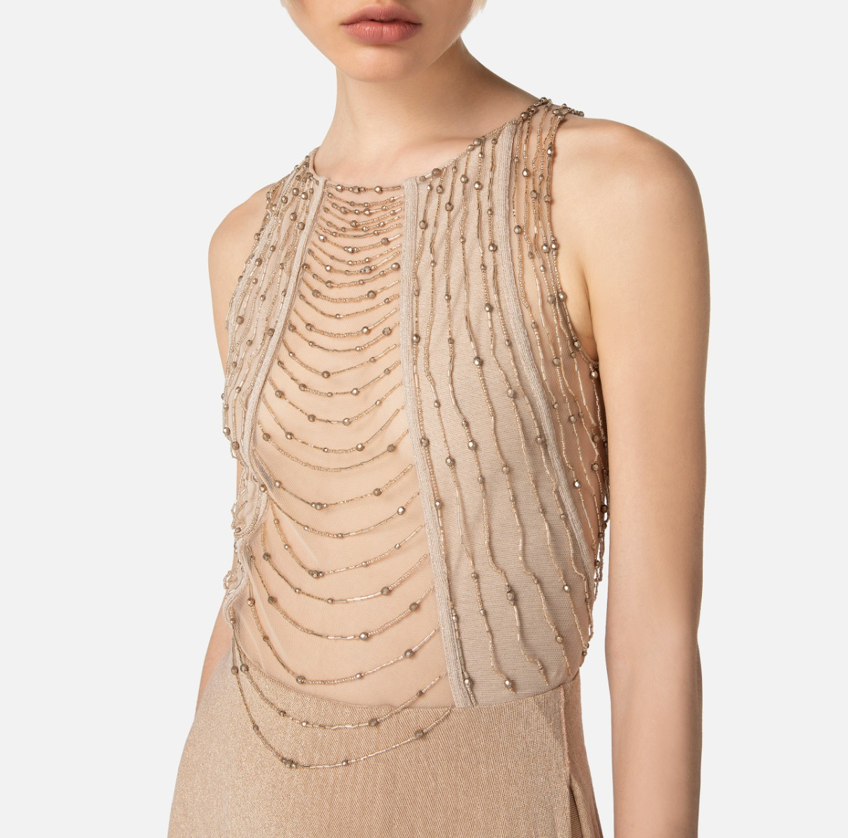 Red Carpet dress in embroidered tulle and jersey - Elisabetta Franchi