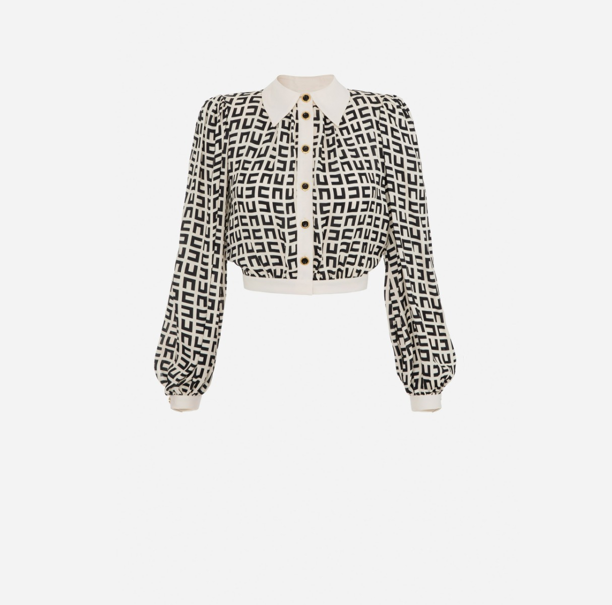 Cropped shirt in printed viscose georgette fabric - Elisabetta Franchi