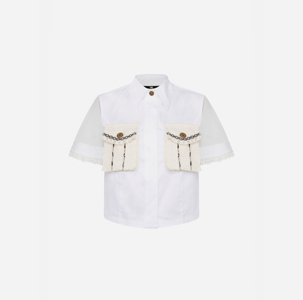 Boxy shirt with tweed pockets - Elisabetta Franchi